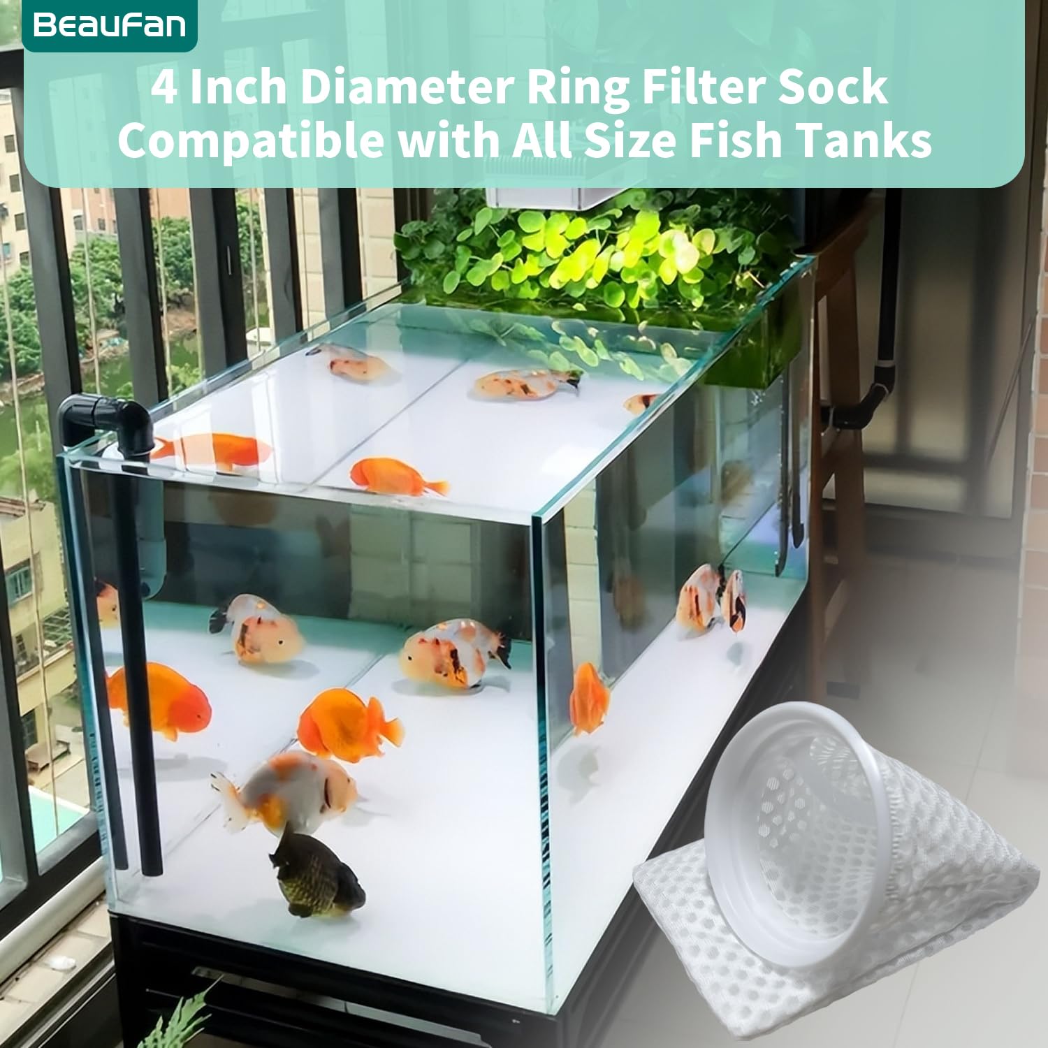 Beaufan 3D honeycomb design filter sock promotes steady water flow