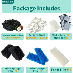 Beaufan activated carbon pack removes odors and discoloration for clearer water.