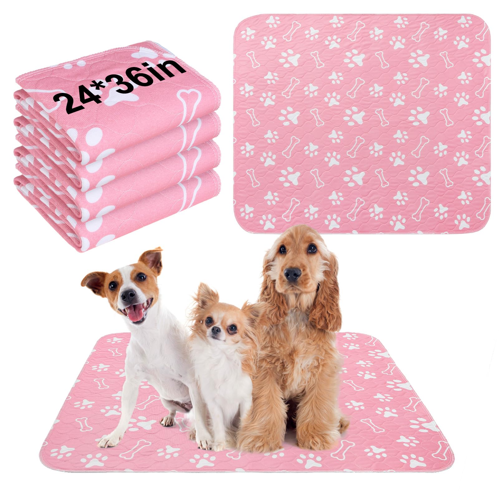 BEAUTYZOO 4-pack washable pee pads laid flat for repeated training and mess containment.