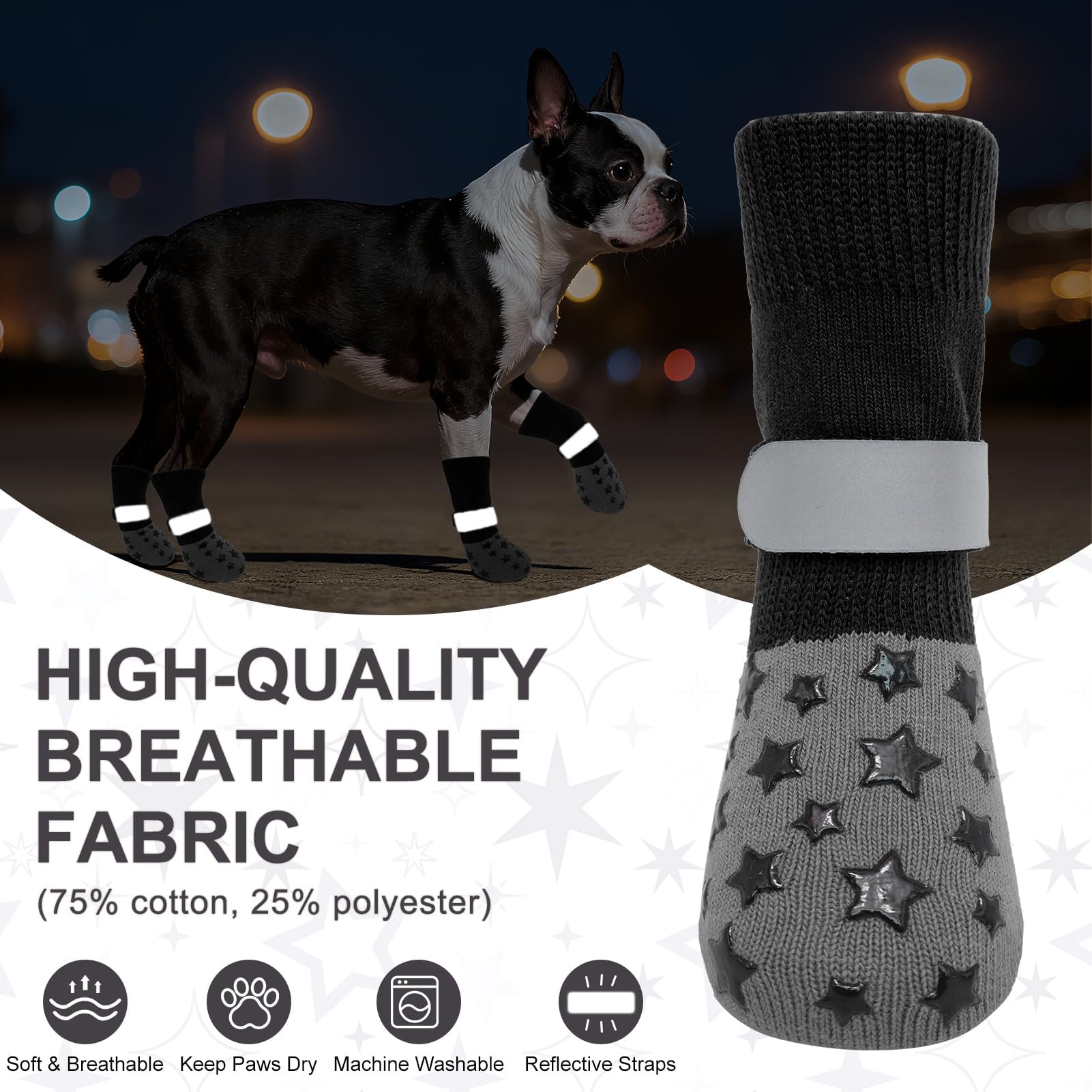 BEAUTYZOO adjustable reflective straps keep socks secure during active play.