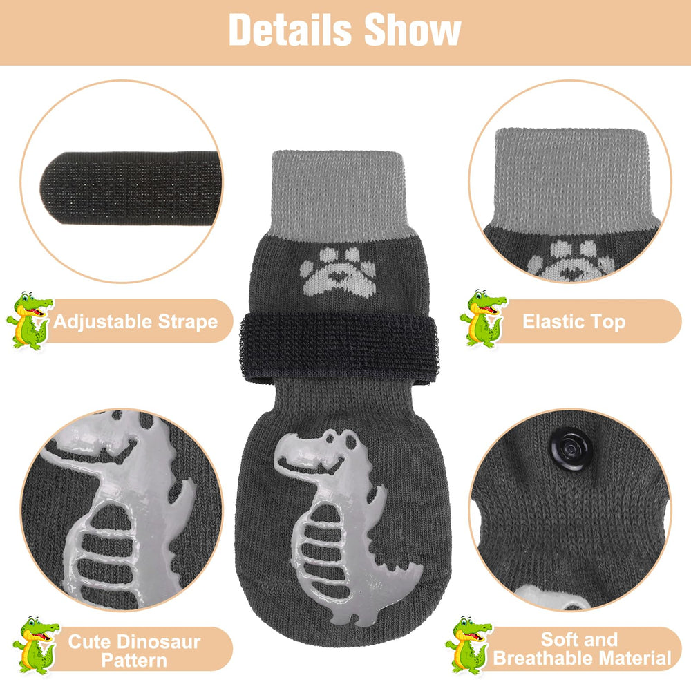 BEAUTYZOO anti-slip dog socks paw close-up highlights three-sided rubber grip