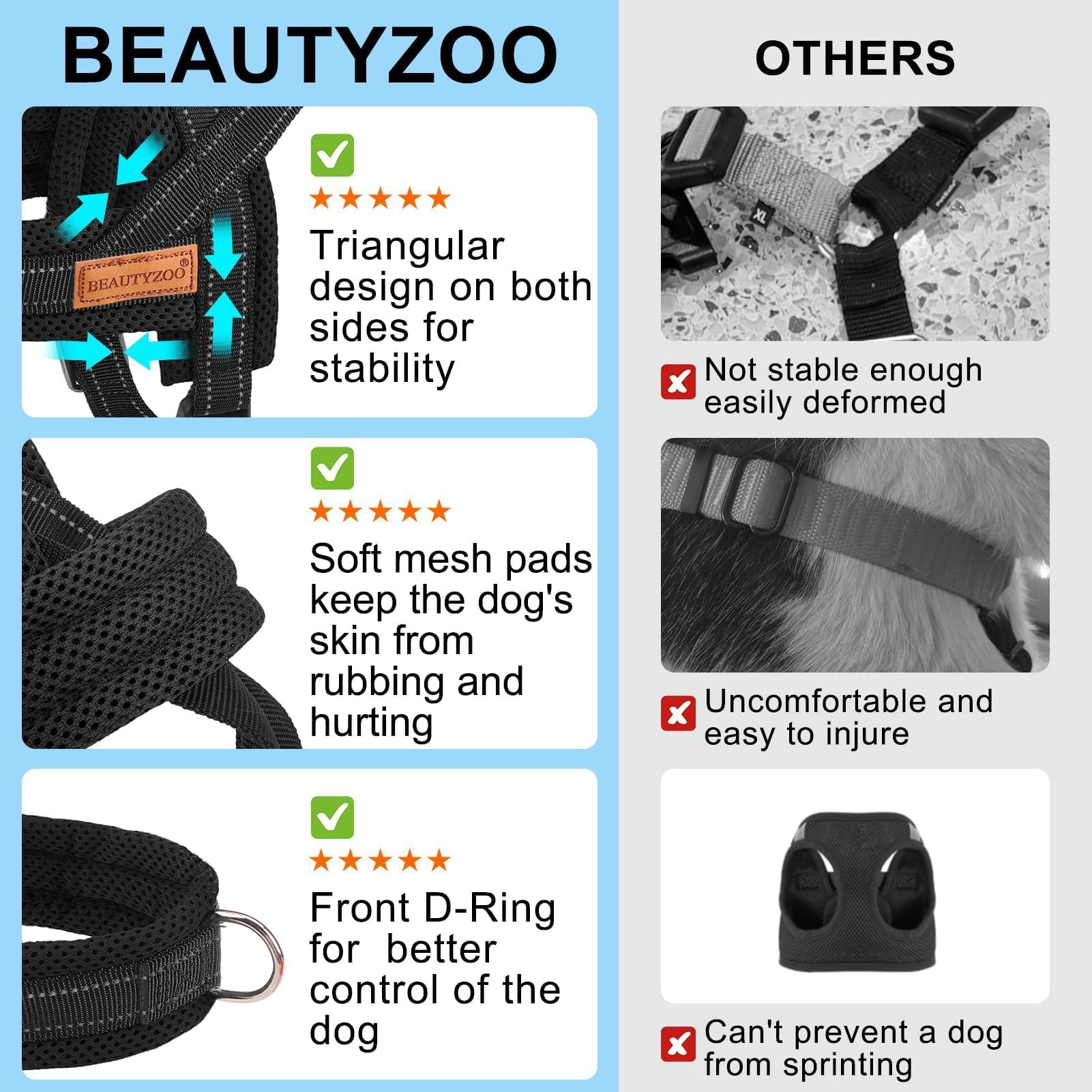 BEAUTYZOO bungee leash 5 to 5.5 ft with comfortable padded handle.