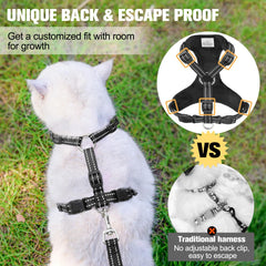 BEAUTYZOO cat harness chest buckles close-up showing secure closure for added safety.