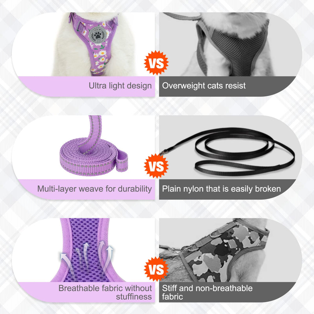 BEAUTYZOO cat harness reflective trim enhances night visibility
