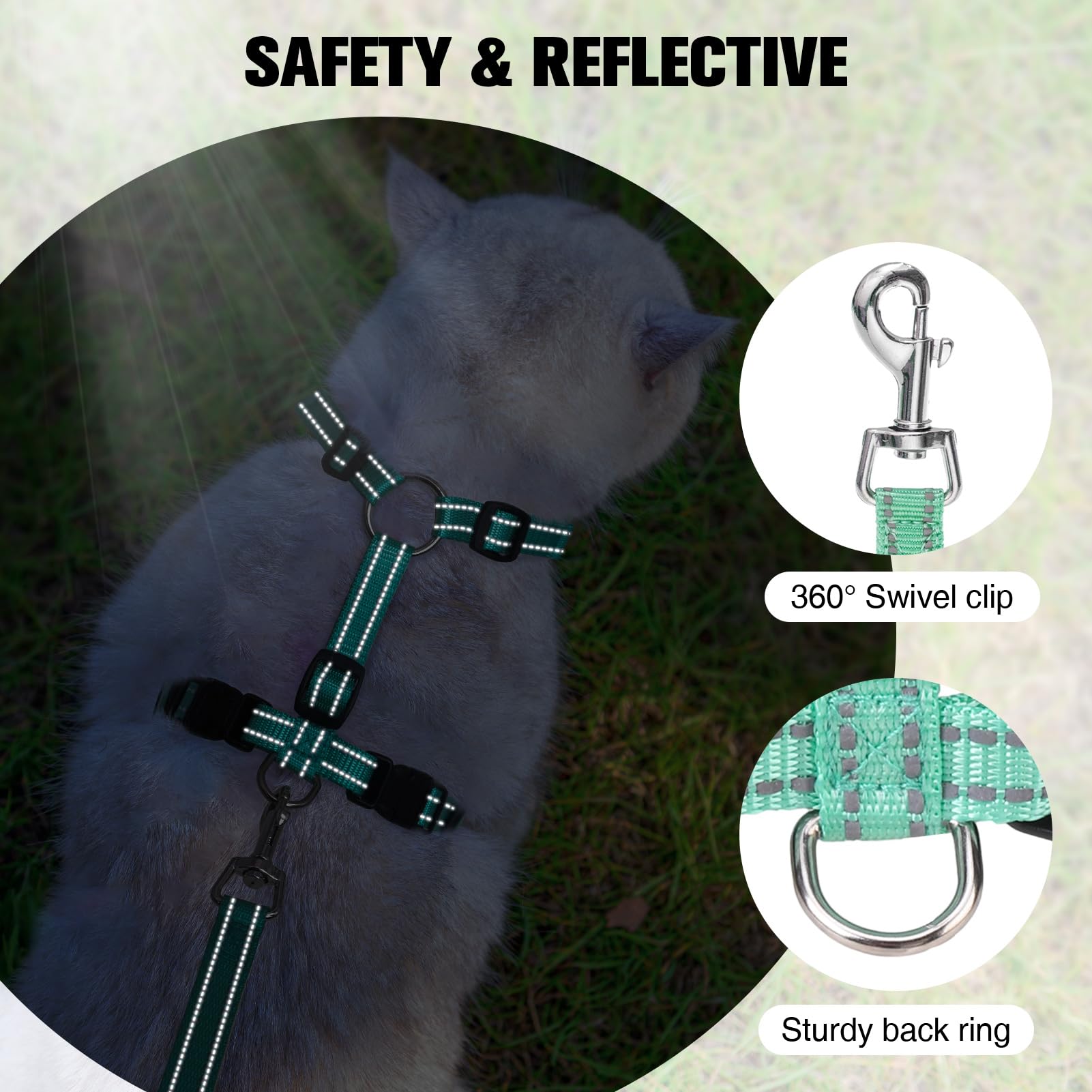 BEAUTYZOO cat leash 5-foot offers reliable control during daily adventures.