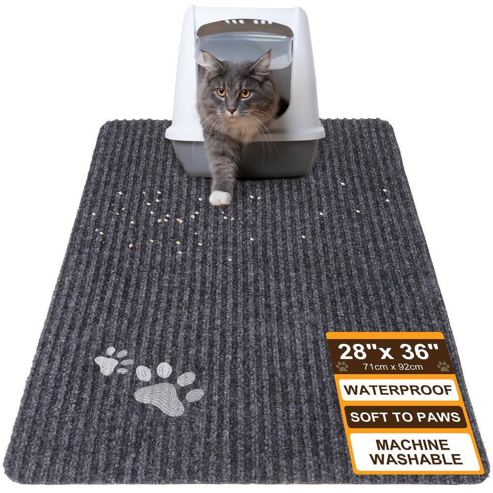 BEAUTYZOO cat litter mat front view showing large 28x36 coverage for containment