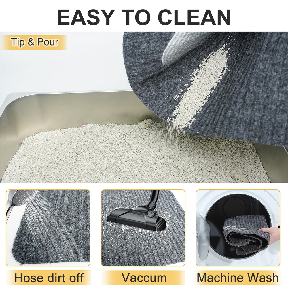 BEAUTYZOO cat litter mat non-slip base stays put during busy cat activity