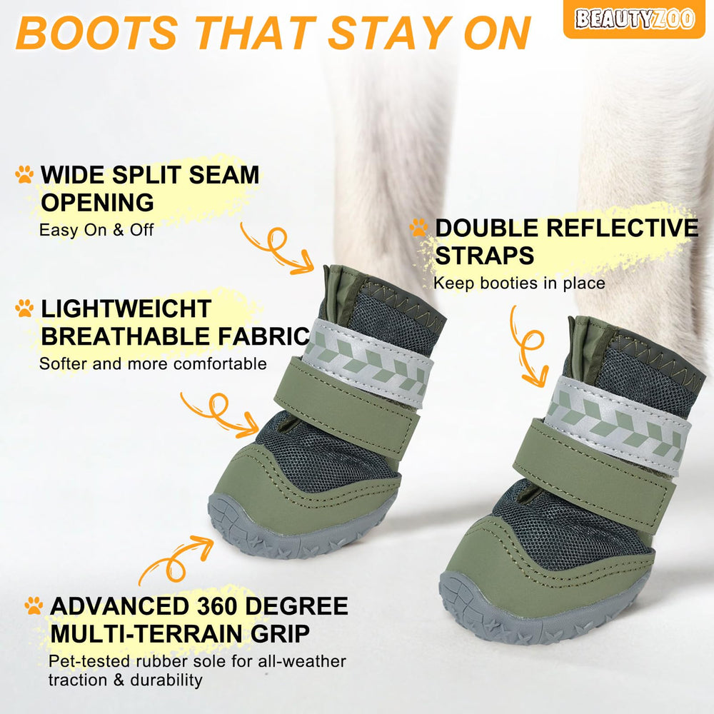 BEAUTYZOO dog boots with reflective straps for safer evening walks