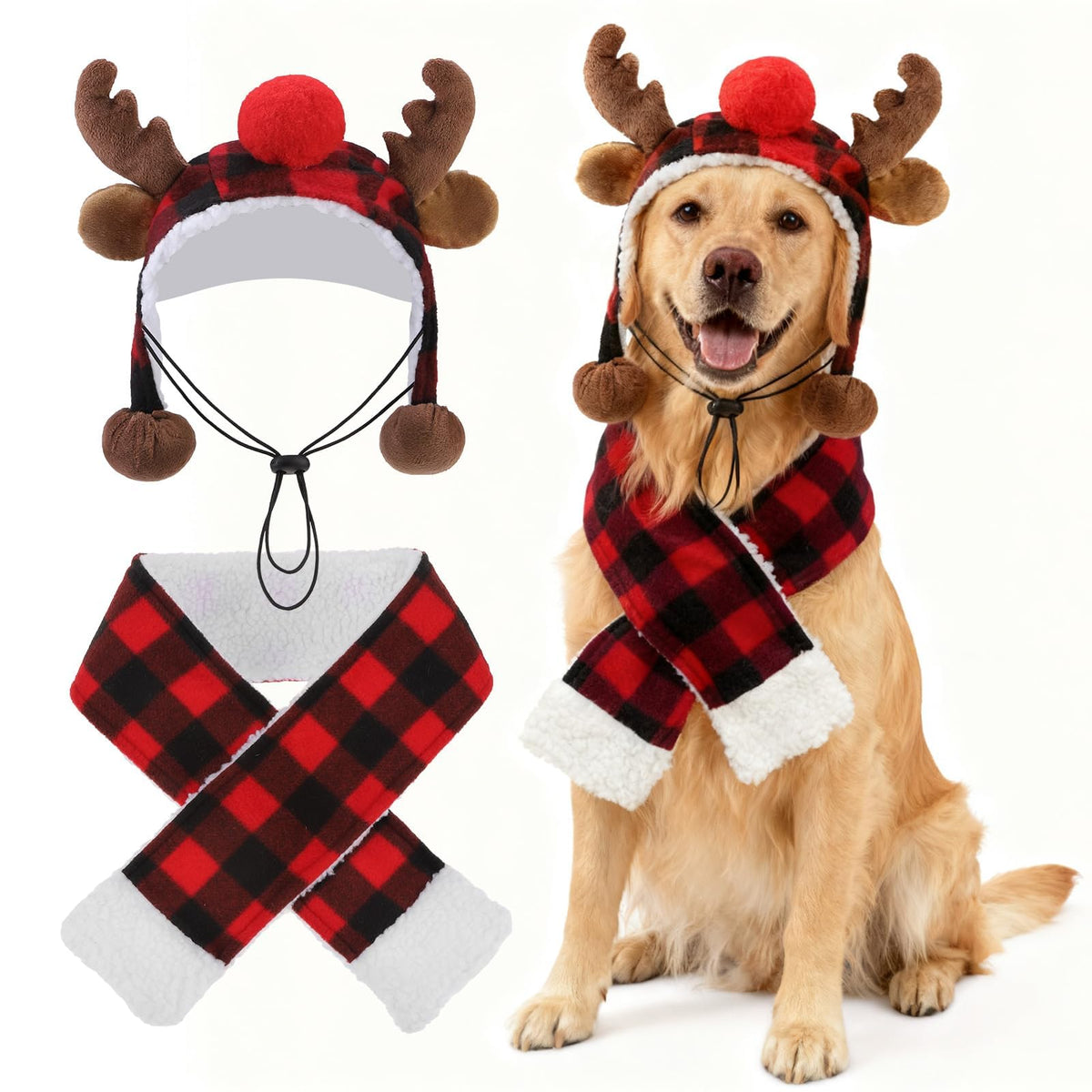 BEAUTYZOO dog Christmas elk headband shows festive style for family photos