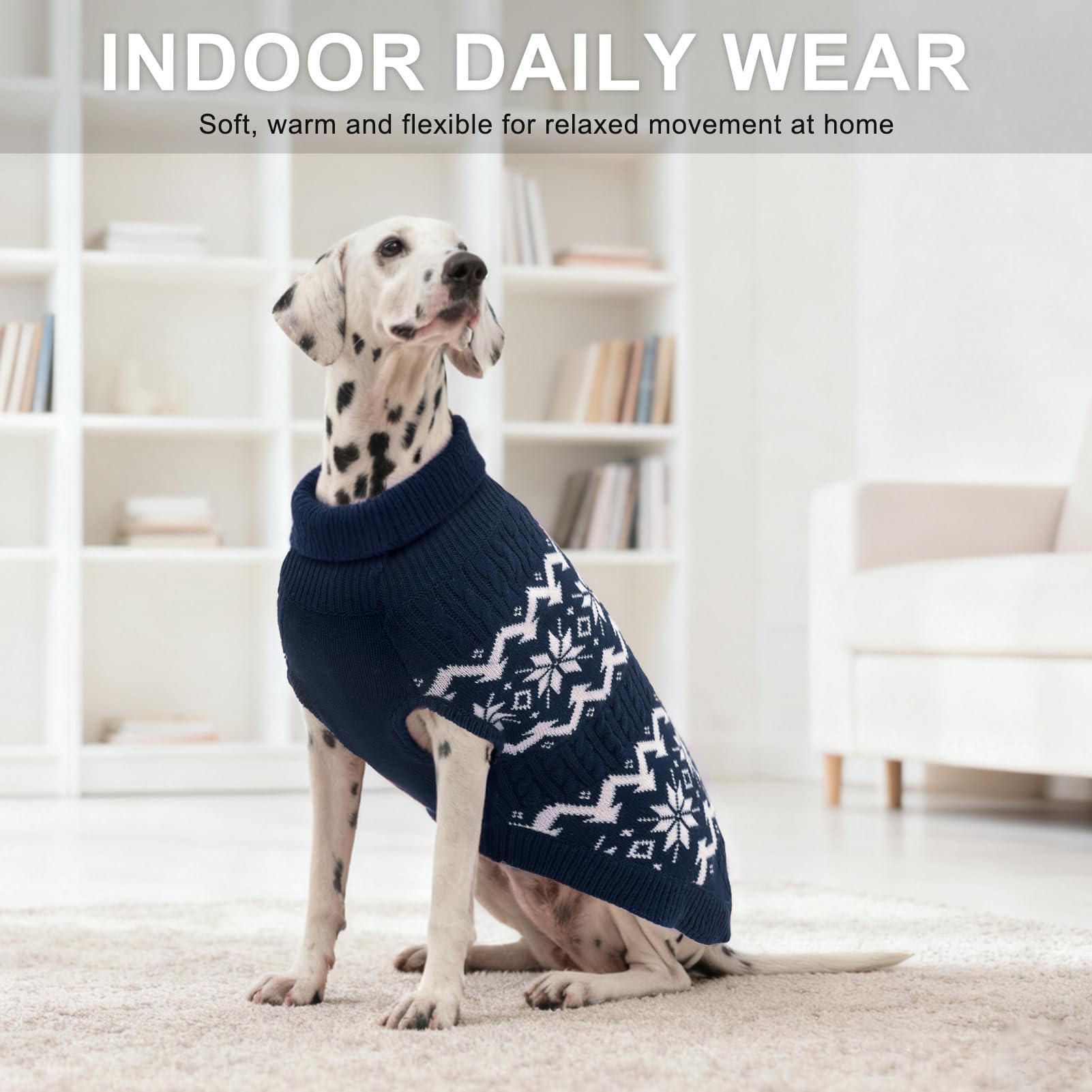 BEAUTYZOO size M navy blue sweater suited for medium dogs and chilly walks.