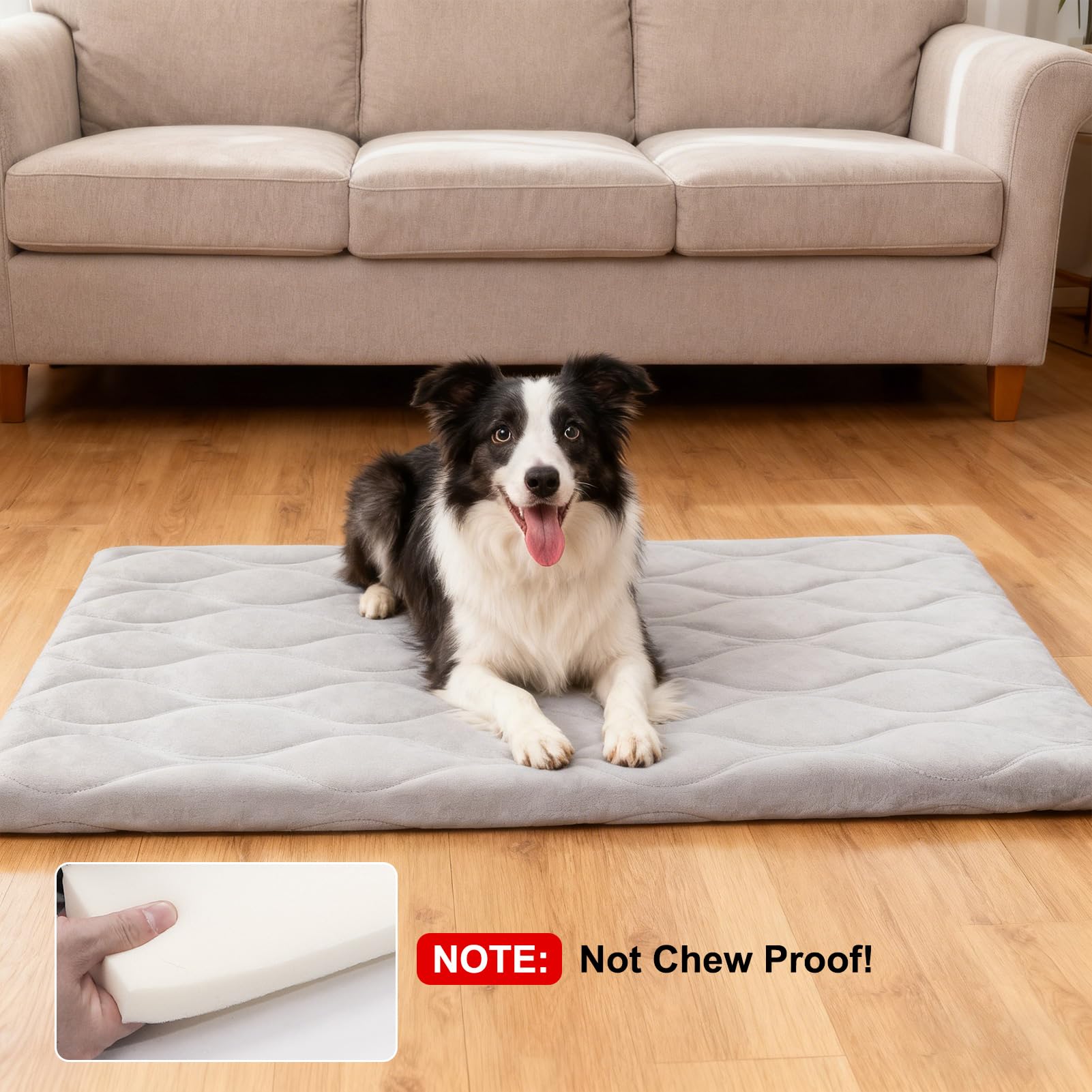 BeautyZoo Dog Crate Pad anti-slip bottom keeps the mat in place.
