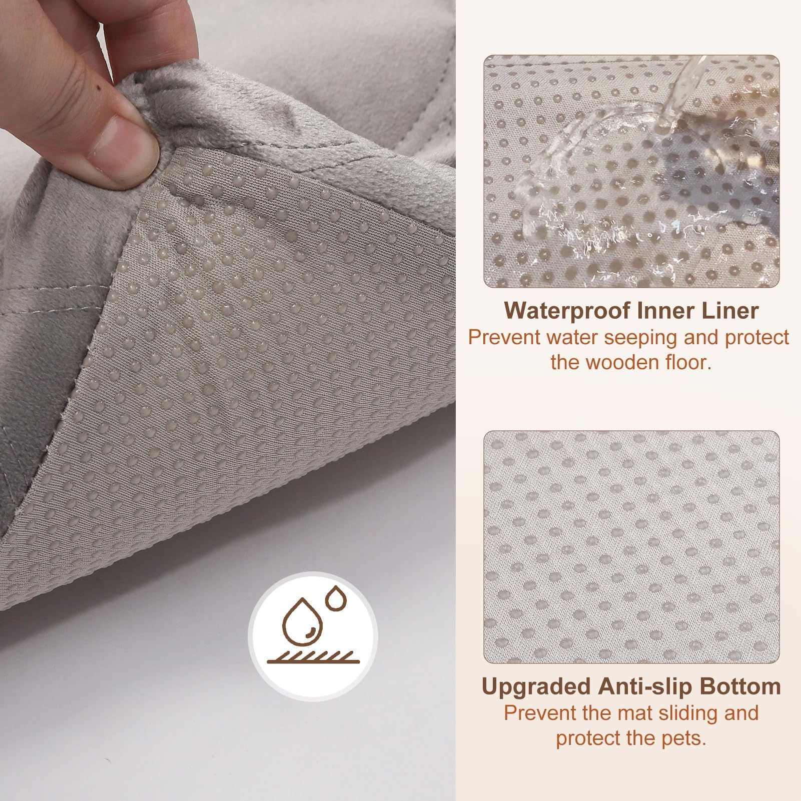 BeautyZoo Dog Crate Pad side view demonstrates anti-slip bottom for secure naps.