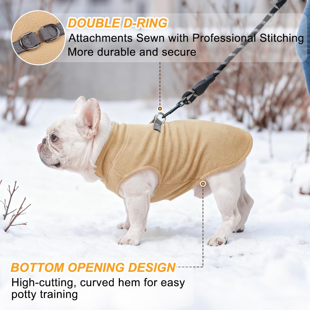 BEAUTYZOO Dog Fleece Vest back view highlighting D-rings for leash