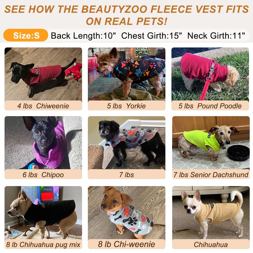 BEAUTYZOO Dog Fleece Vest bright colors and patterns for daily style