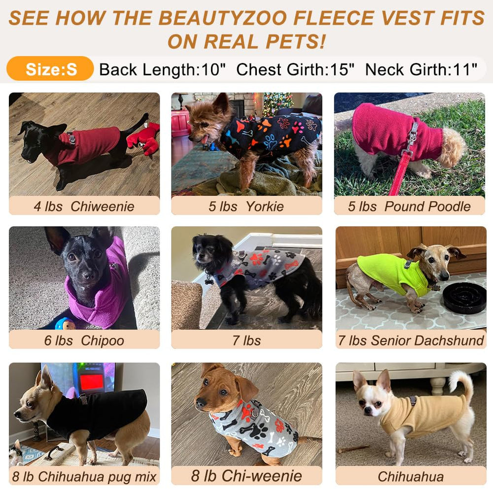 BEAUTYZOO Dog Fleece Vest bright colors and patterns for daily style