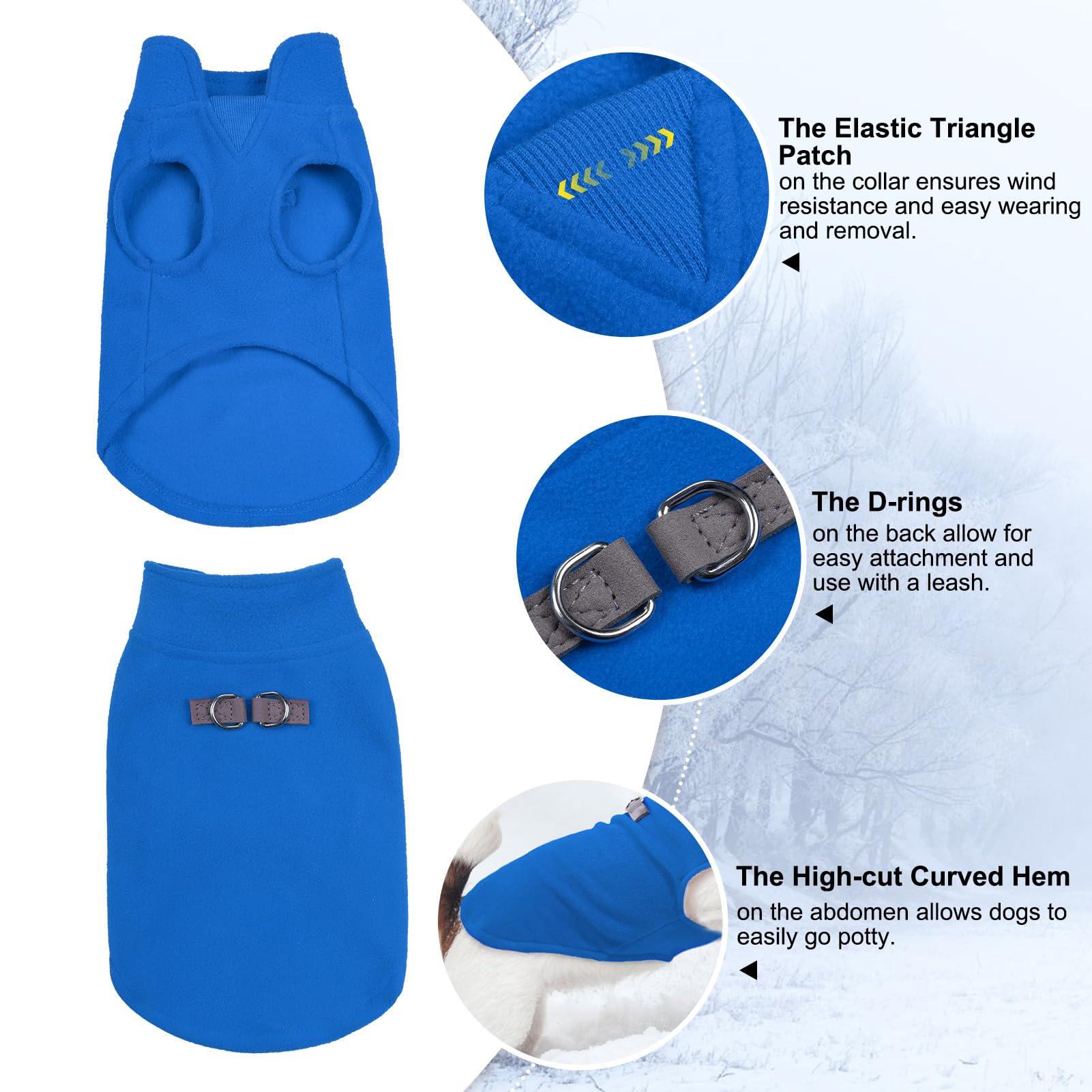 BEAUTYZOO dog fleece vest XS size shown with chest and neck fit.