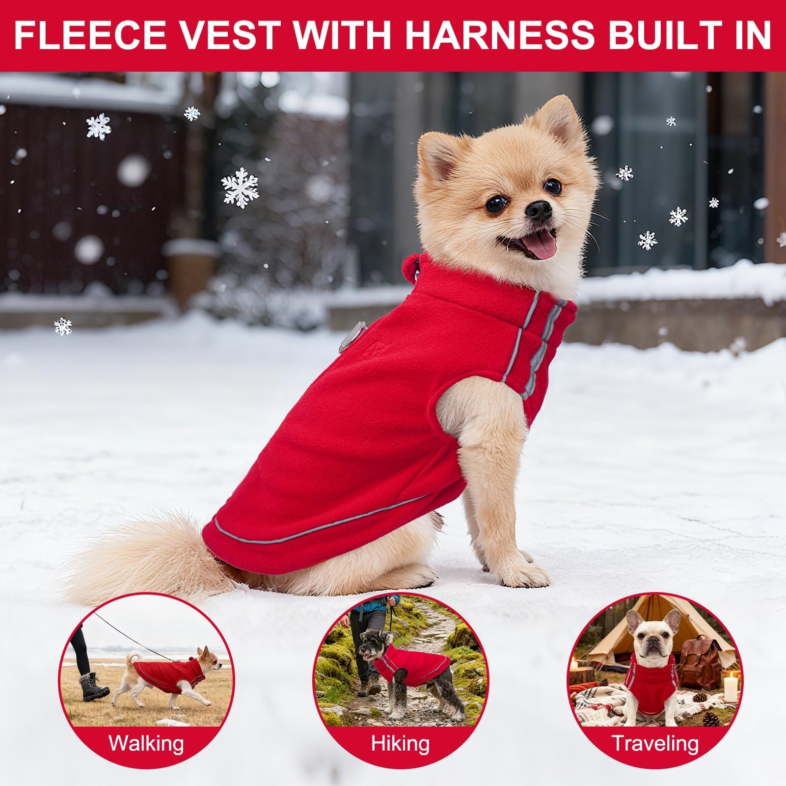 BEAUTYZOO Dog Fleece Vest red lightweight comfort for all-day wear