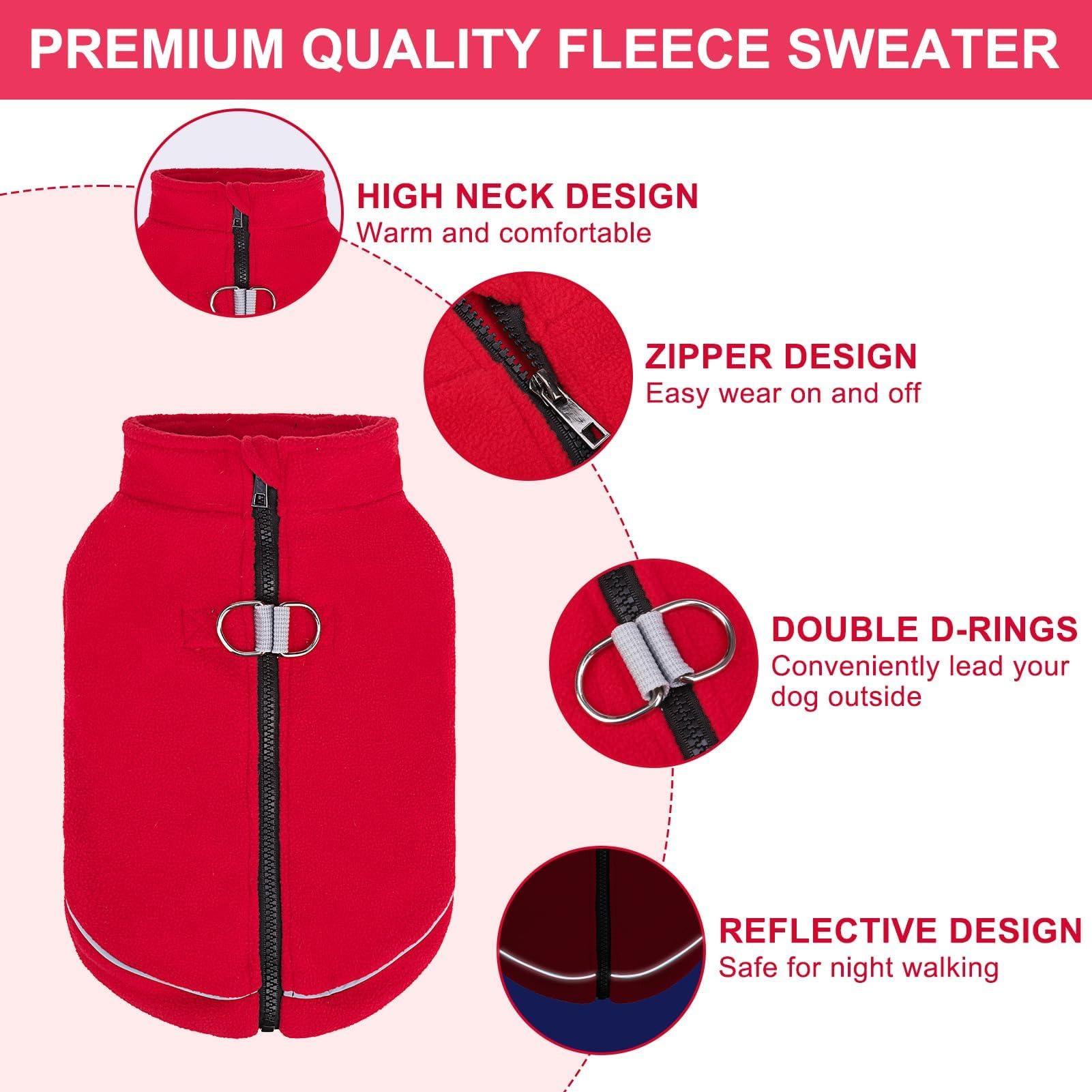 BEAUTYZOO Dog Fleece Vest red safety zip guard protecting fur during dressing