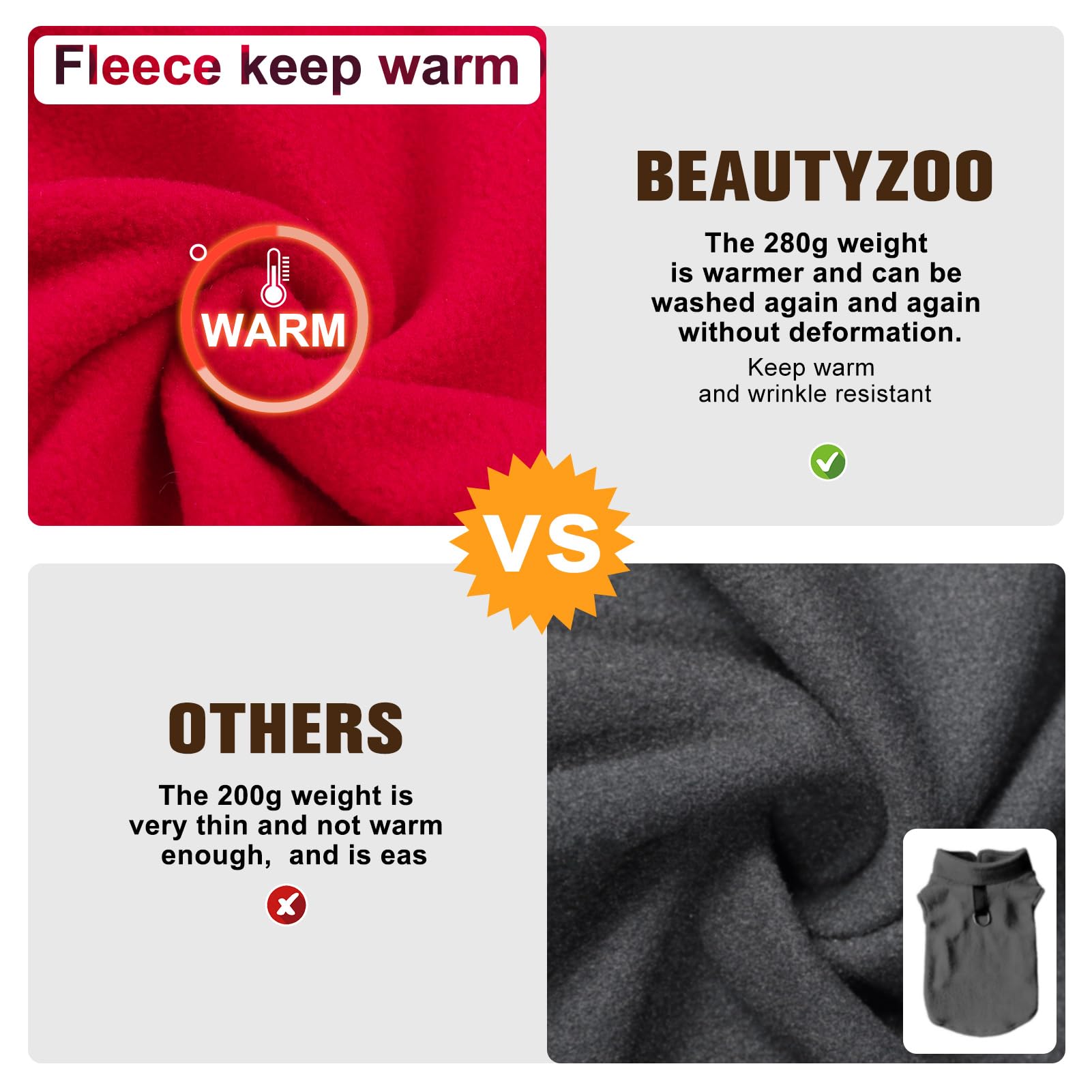 BEAUTYZOO Dog Fleece Vest moisture-blocking fleece keeps warmth during winter walks