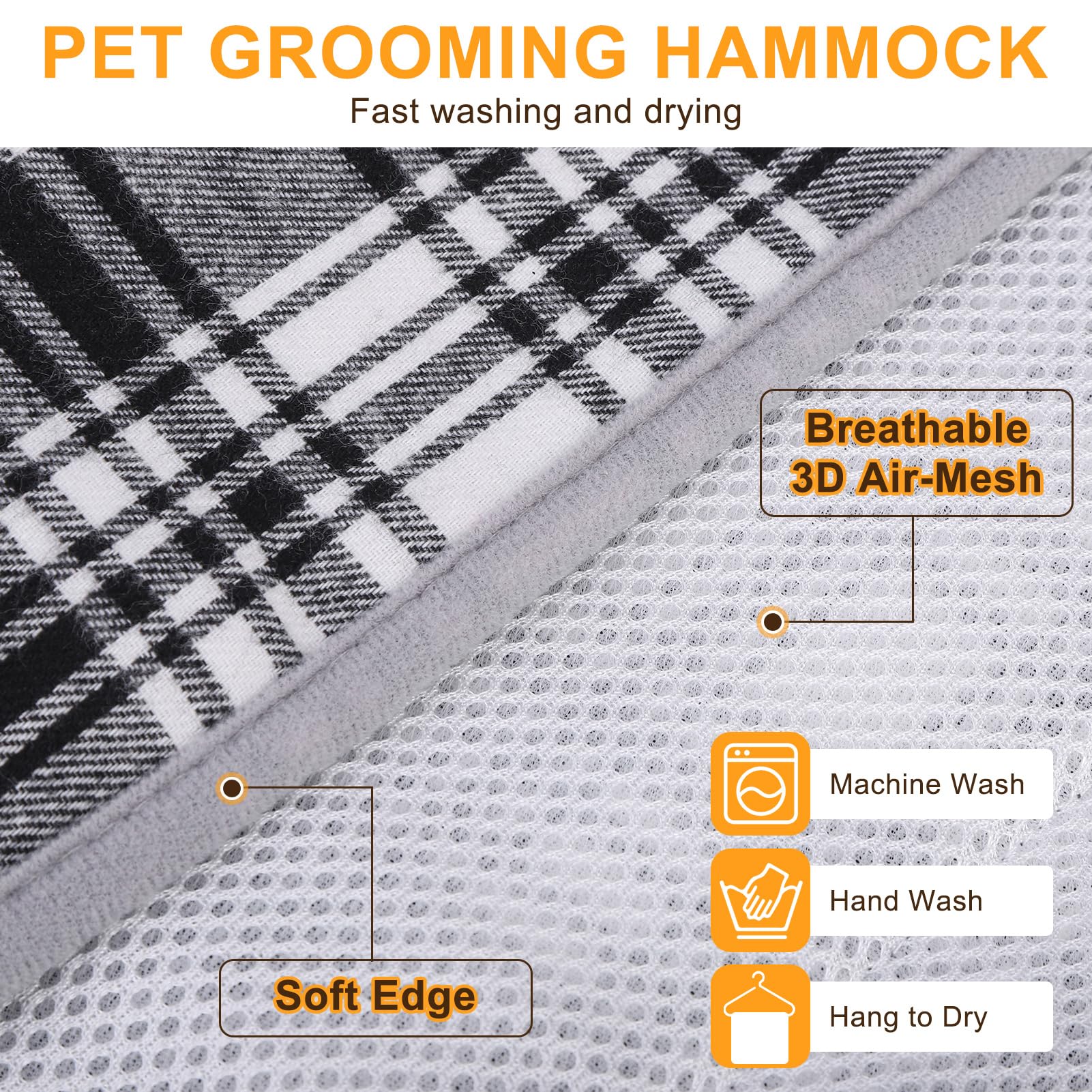 BEAUTYZOO dog hammock safety strap demonstrates secure fit to prevent escapes during grooming