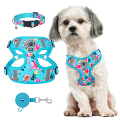 BEAUTYZOO dog harness small blue front view showing comfortable design for daily walks