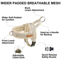 BEAUTYZOO dog harness close-up of soft mesh padding for chafe-free wear