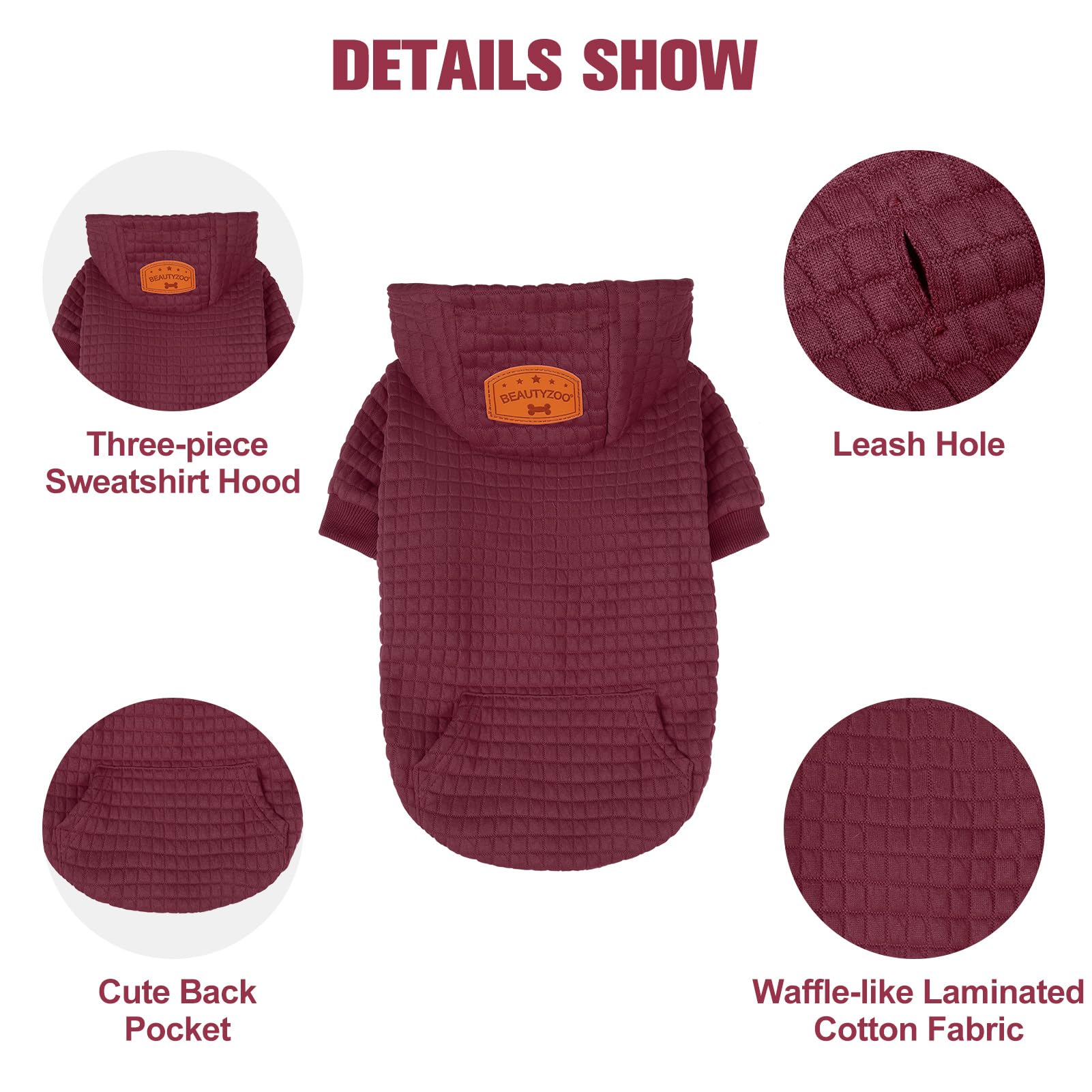 BEAUTYZOO dog hoodie back-leash hole enables safe daily walks.
