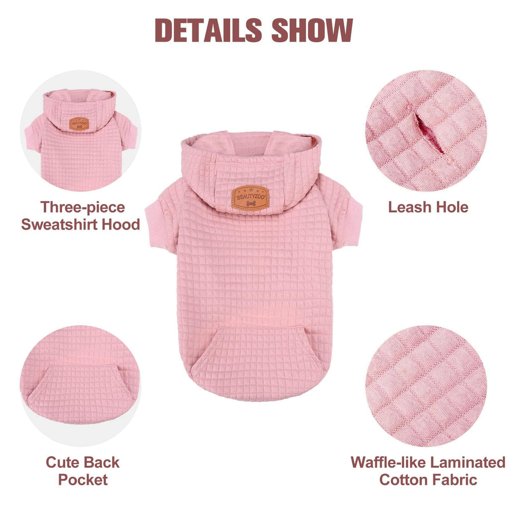 BEAUTYZOO dog hoodie leash hole back view for everyday walks.