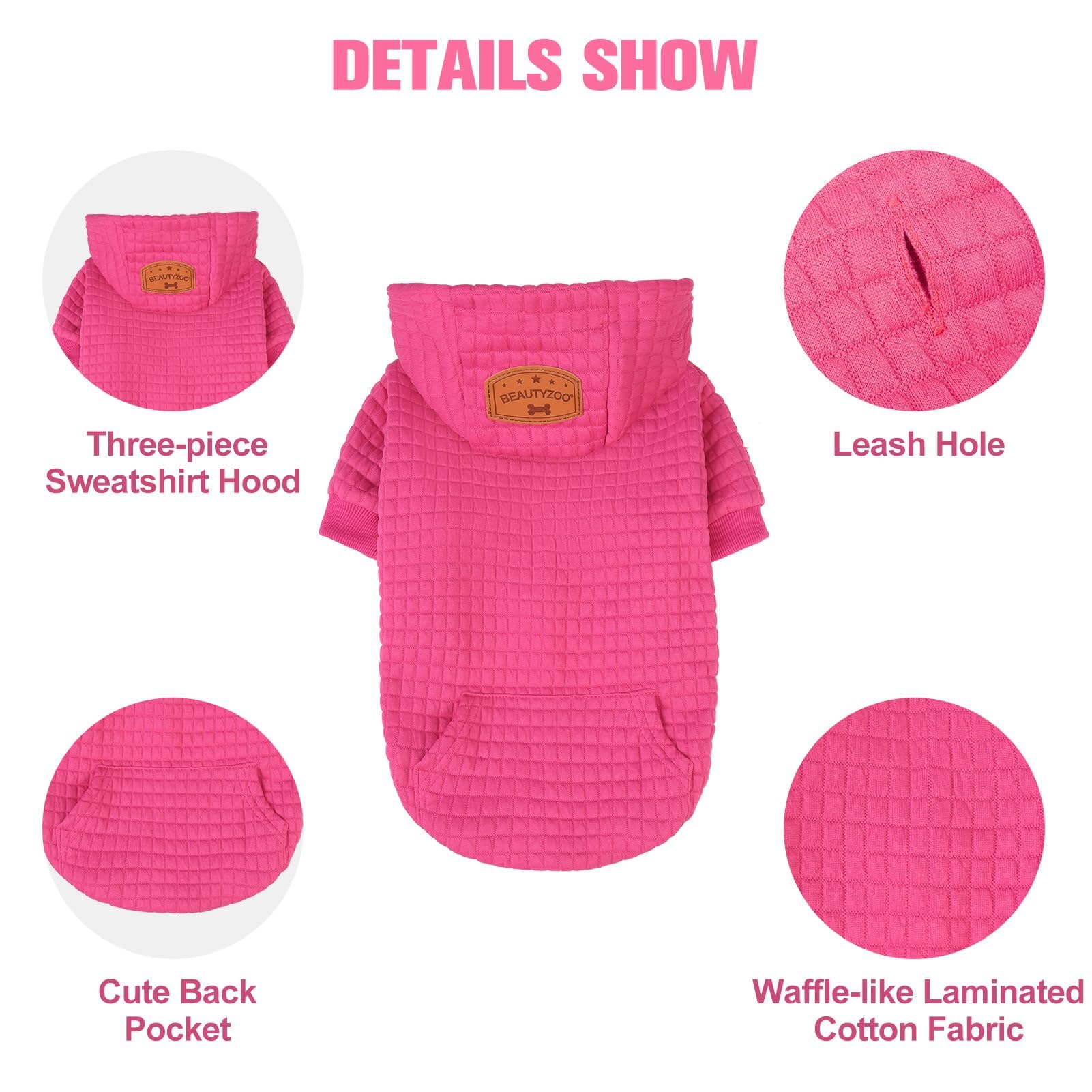 BEAUTYZOO dog hoodie pocket detail, handy for treats on outings.
