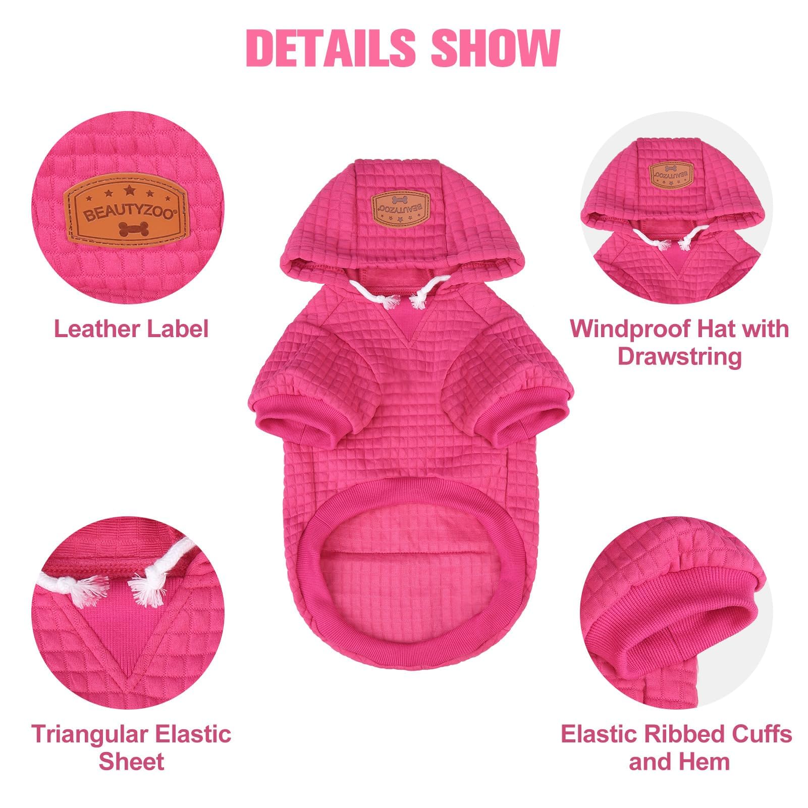 BEAUTYZOO dog hoodie warm breathable fabric keeps dogs comfortable.