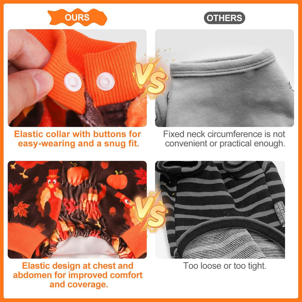 BEAUTYZOO dog pajamas in orange for small breeds and festive wear.