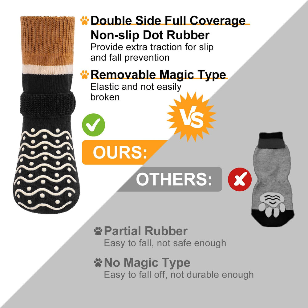 BEAUTYZOO Dog Socks adjustable straps for snug, secure fit during activity.
