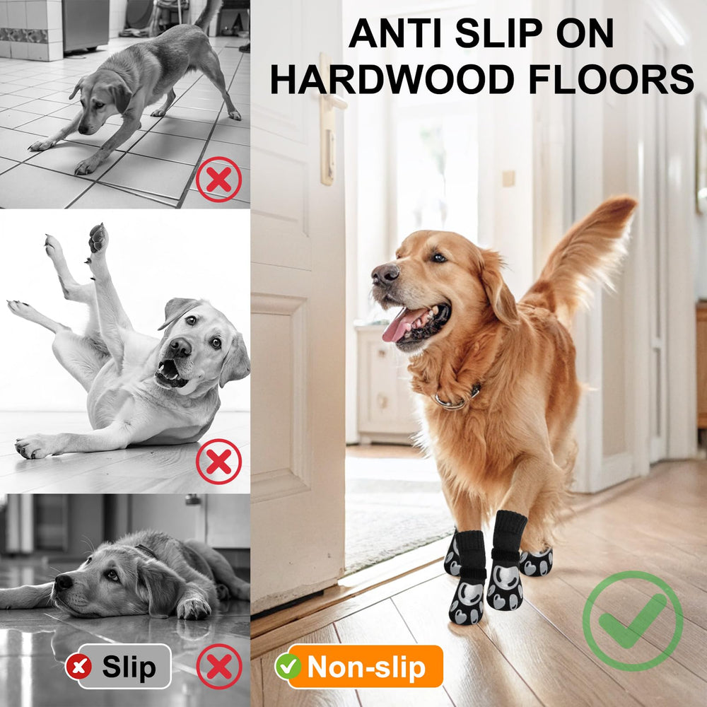 BEAUTYZOO anti-slip paw design socks provide traction on hardwood floors.