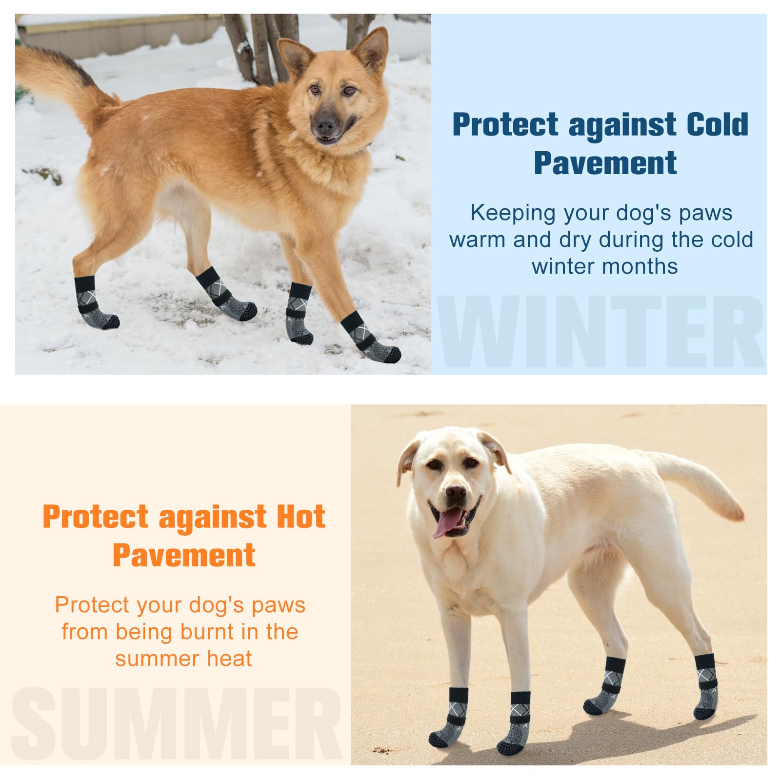 BEAUTYZOO dog socks anti-slip traction closeup on textured surface