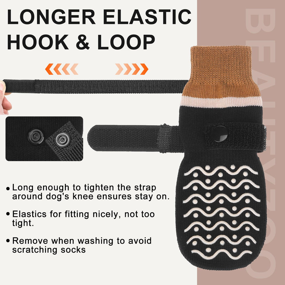 BEAUTYZOO Dog Socks designed for indoor and outdoor use on varied surfaces.