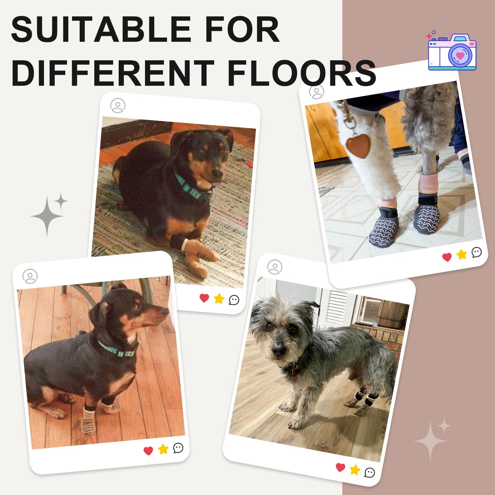 Beautyzoo dog socks suit indoor and outdoor wear for year-round paw protection.