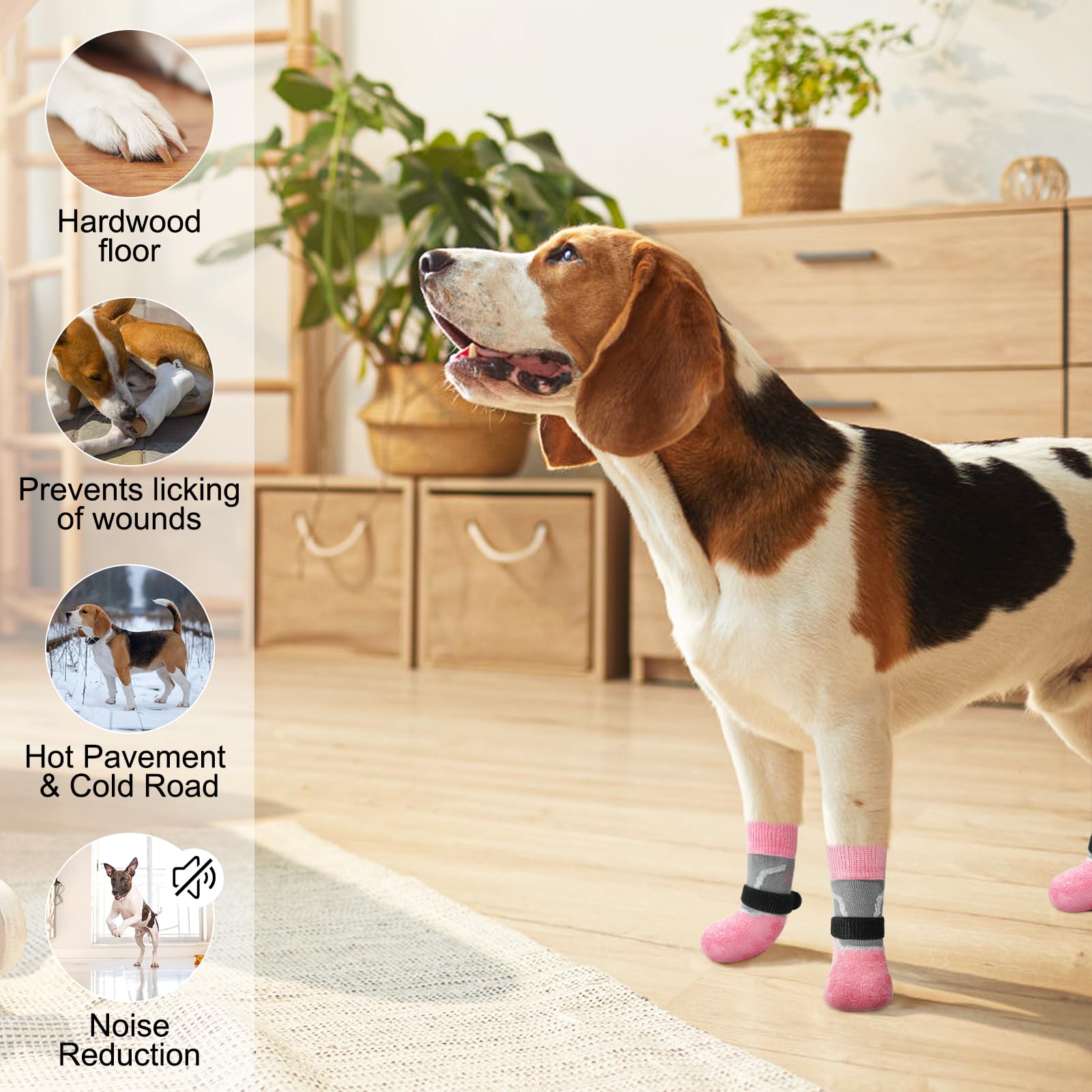 BEAUTYZOO dog socks medium size guide helps secure fit