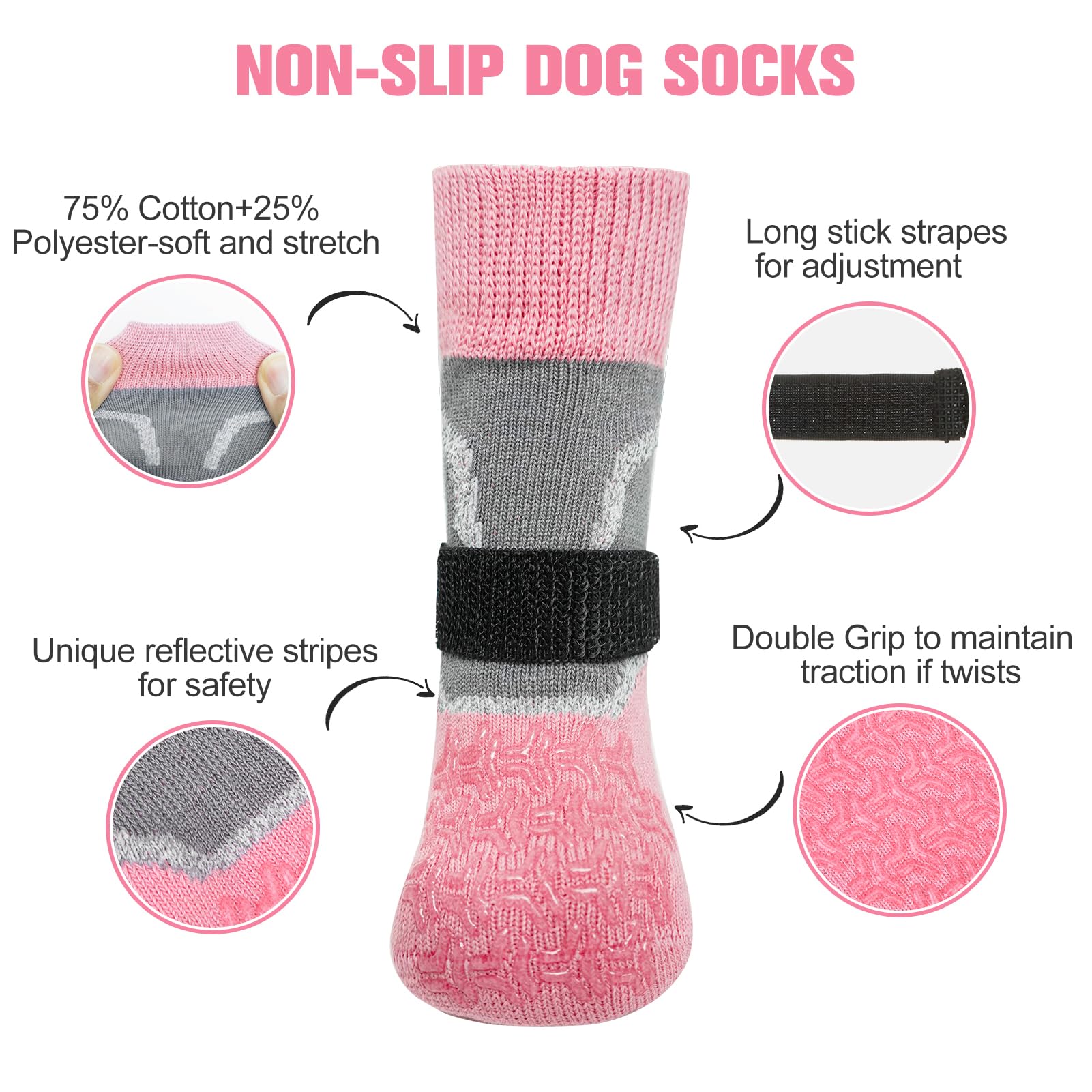 BEAUTYZOO dog socks feature non-slip silicone grip for floor traction