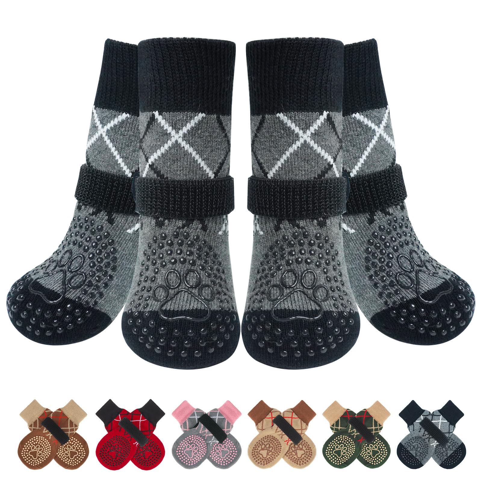 BEAUTYZOO dog socks pack front view for cozy paw protection and indoor traction