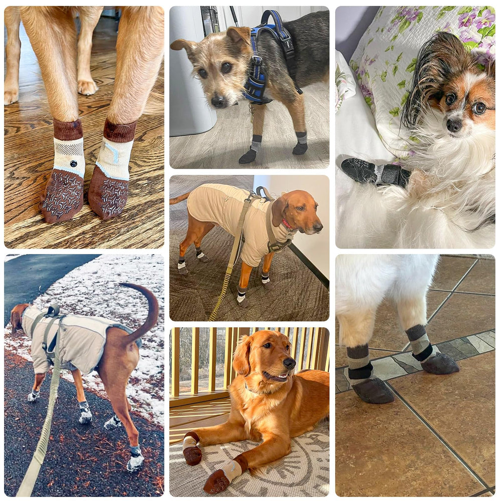BEAUTYZOO dog socks provide traction on wood floors for slick surfaces