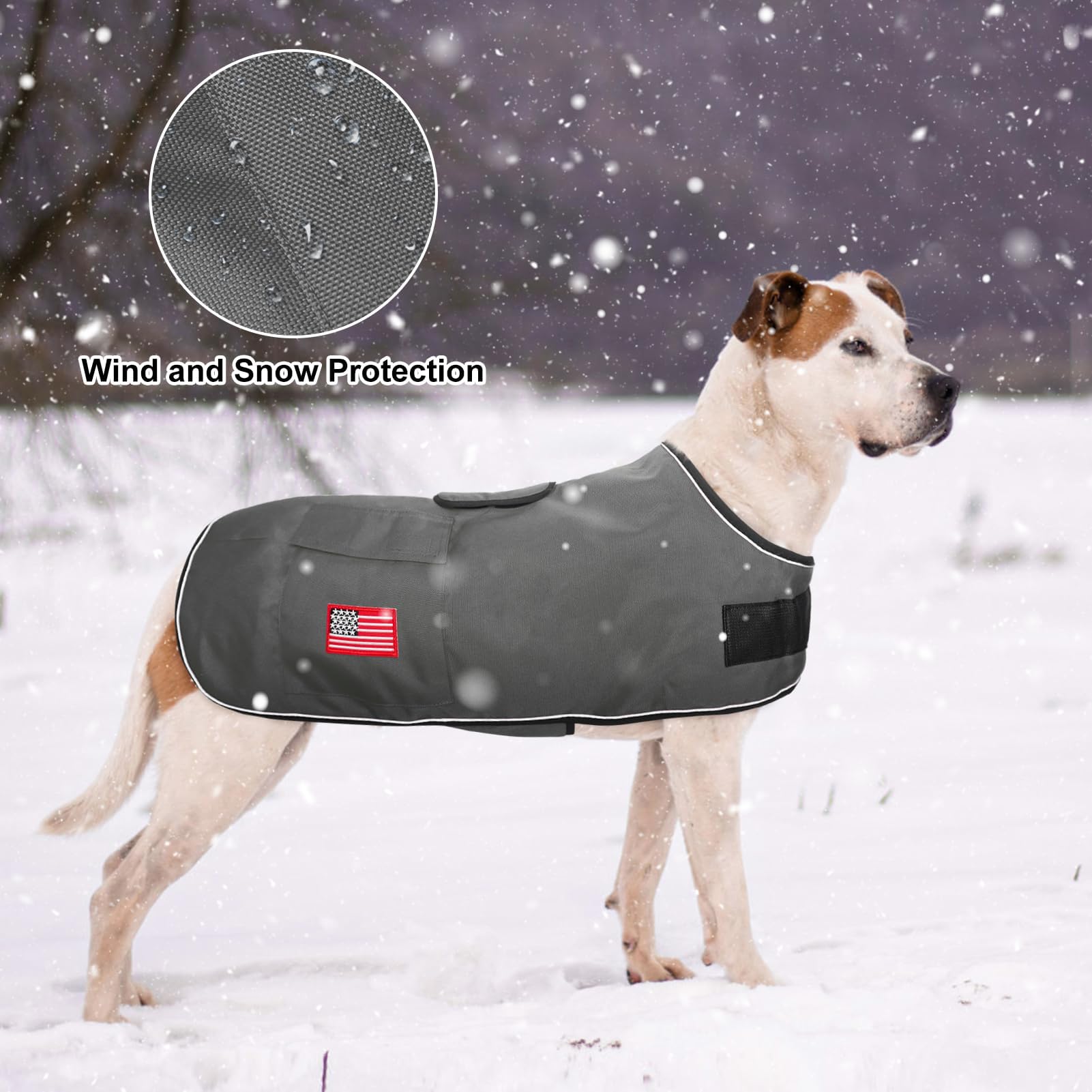 BEAUTYZOO dog winter coat gray XL available in army green gray and red.