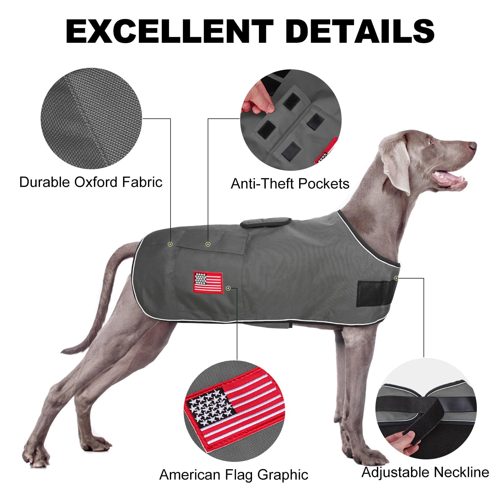 BEAUTYZOO dog winter coat gray XL size-fit guidance for proper fit.