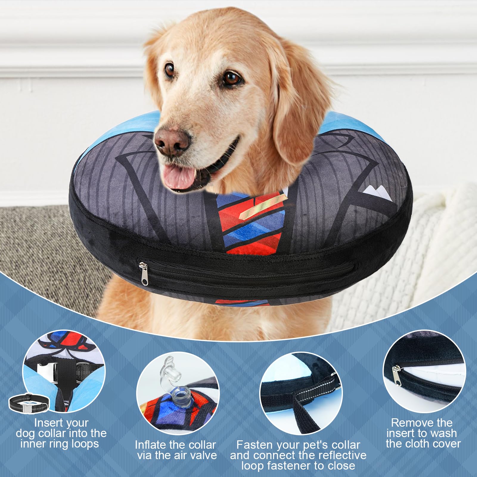 BEAUTYZOO donut-collar-adjustment-straps image shows secure fit for recovery period