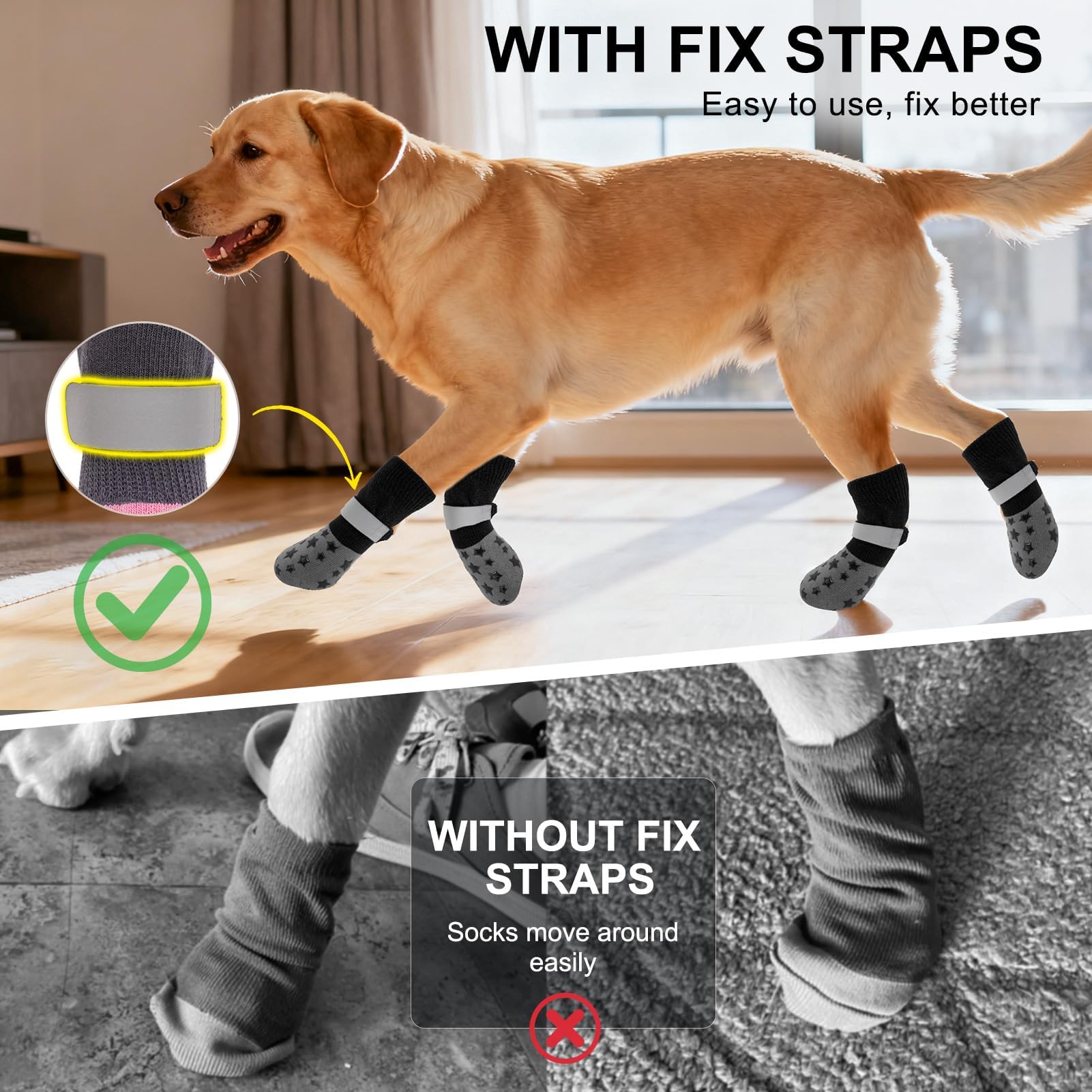 BEAUTYZOO durable and machine washable dog socks for daily use.
