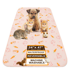 BEAUTYZOO guinea pig cage liner pink top view with dual-sided design for easy reuse.
