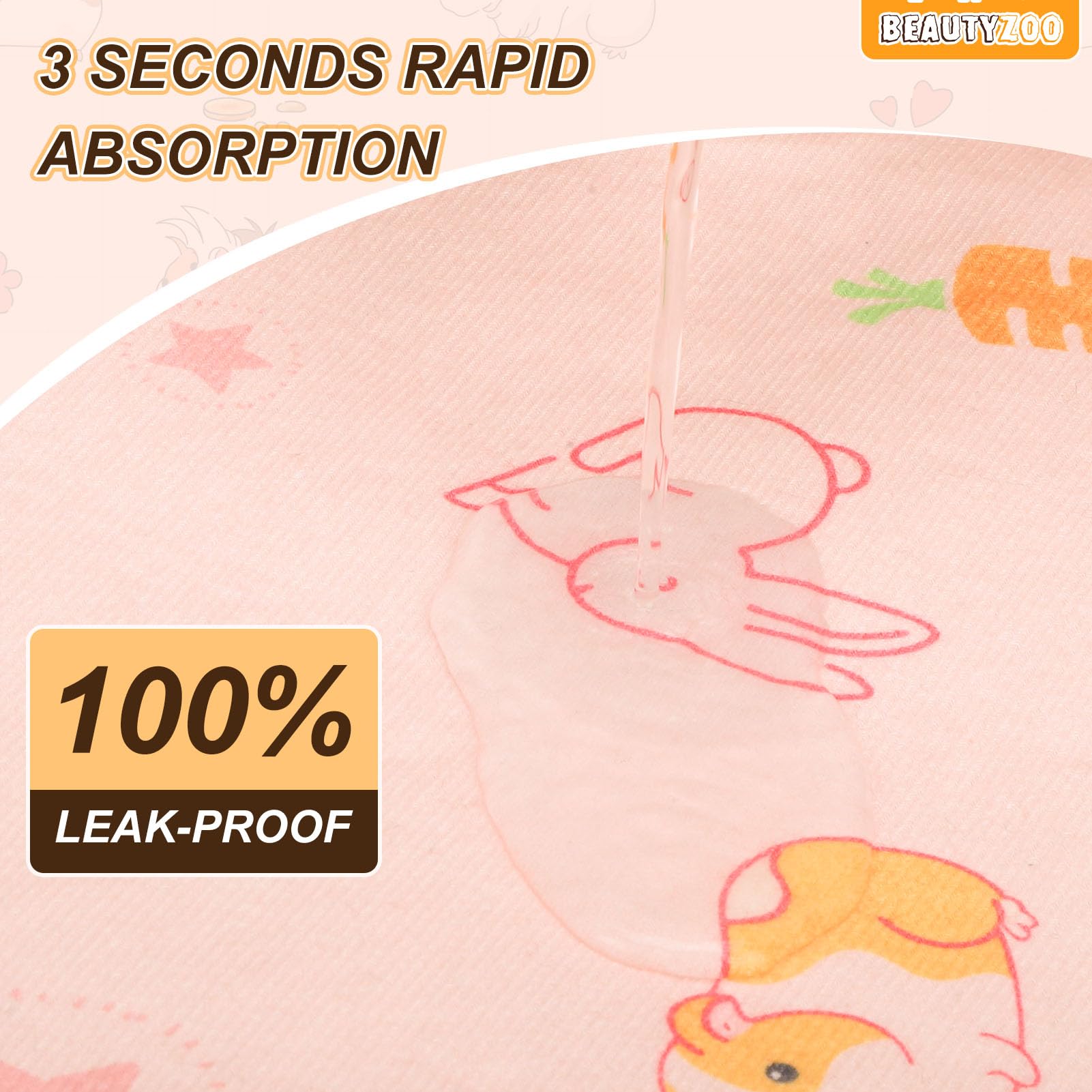 BEAUTYZOO guinea pig liner pink waterproof layer provides leak protection for floors.