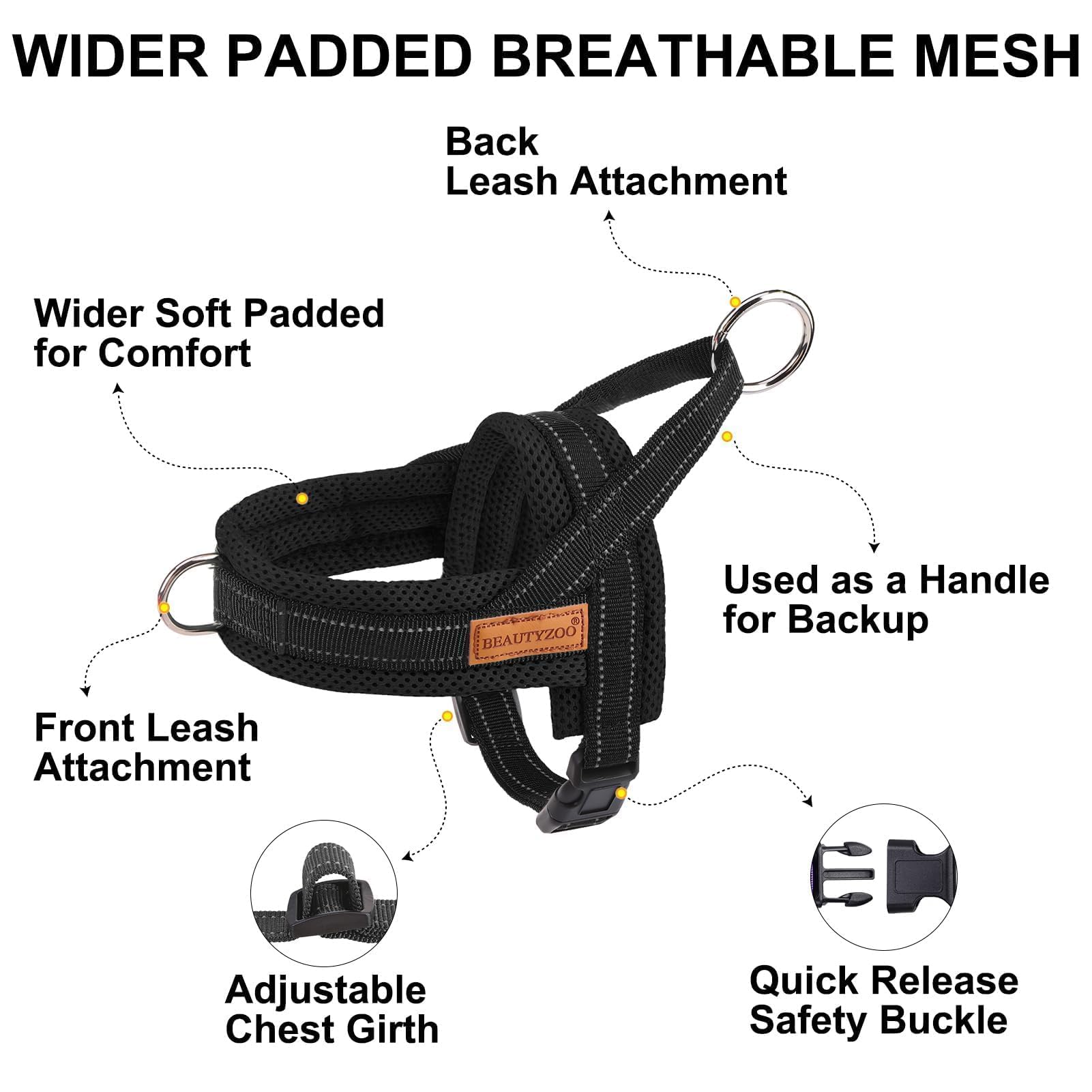 BEAUTYZOO harness soft pad detail for gentle contact points.