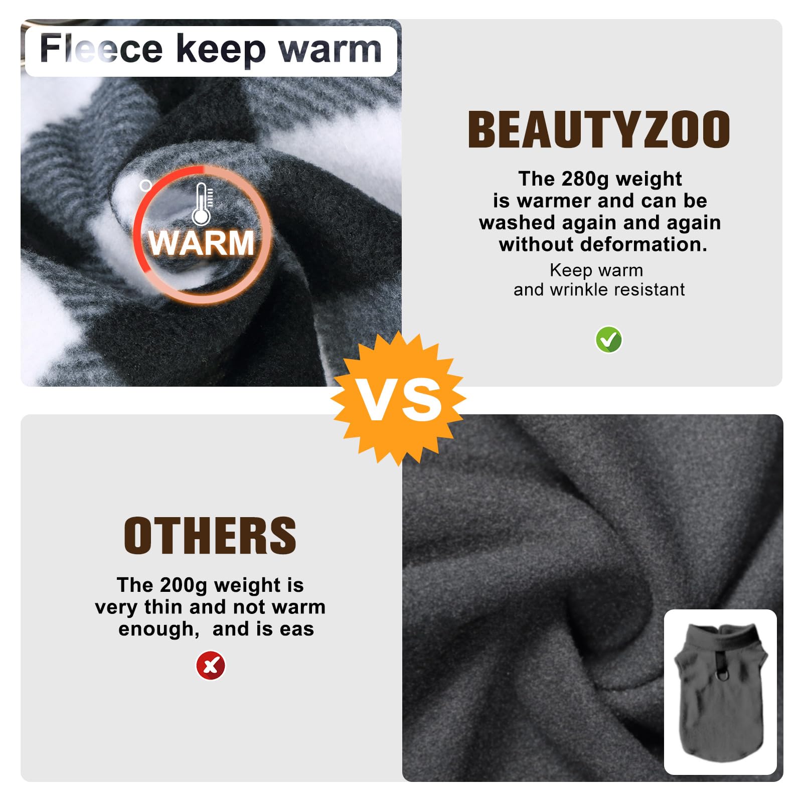 BEAUTYZOO machine-washable poly fleece fabric for simple cleanup after muddy play