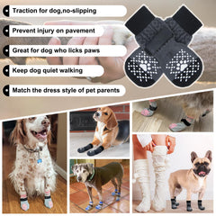 BEAUTYZOO non-slip dog socks with grippy soles improve traction on wood floors.