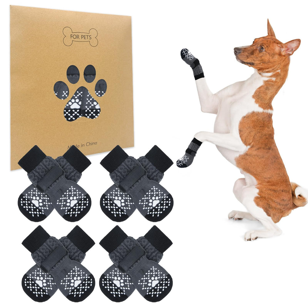 BEAUTYZOO non-slip dog socks packaging shows protective paw wear for home safety.